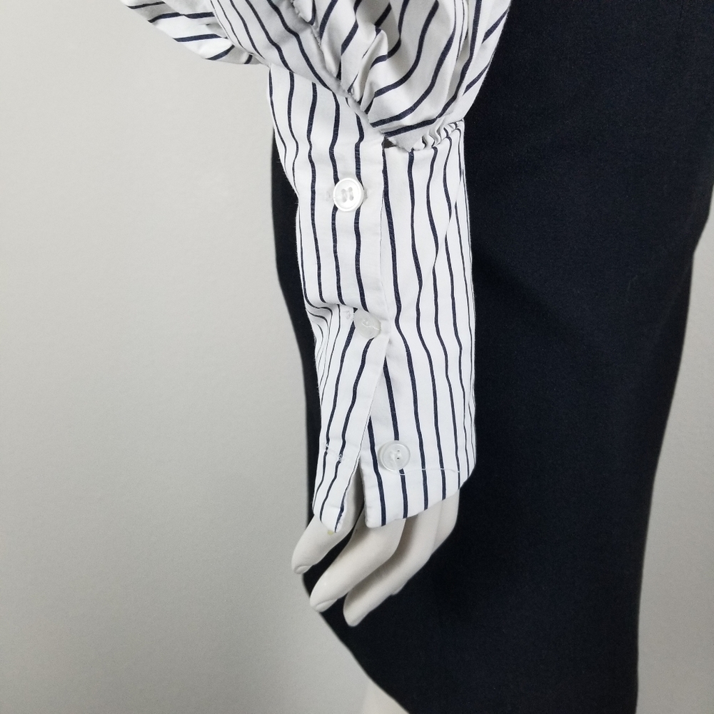 Style Mafia x Free People Striped Voluminous Balloon Sleeve Shirt Size S/M - Picture 6 of 14